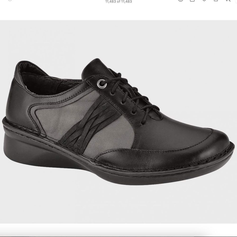 NAOT Mezzo Black Leather Lace Up Sneaker Casual Comfort Shoe | Size 37
